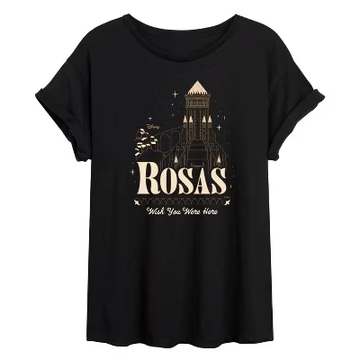 Женская футболка с объемным рисунком Rosas Wish You Were Here черного цвета