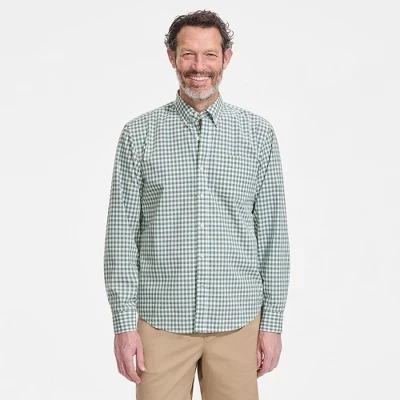 Мужская рубашка Lands End Poplin, эвкалиптовая клетка