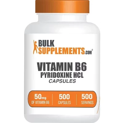 Витамин B6 BulkSupplements (пиридоксин гидрохлорид) в капсулах