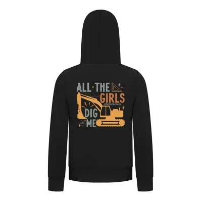 Толстовка с капюшоном на молнии All the Girls Dig Me Boys – Забавная толстовка для строительного грузовика черного цвета
