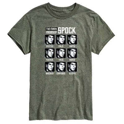 Мужская футболка с коротким рукавом и рисунком Spock Moods зеленого цвета
