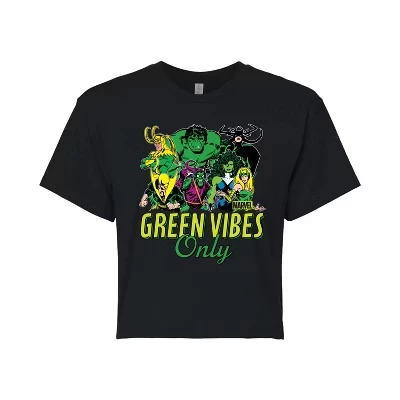 Женская футболка Marvel Green Vibes Only, черная