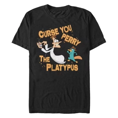 Мужская футболка Dr. Doofenshmirtz Curse You с изображением утконоса Перри, черная