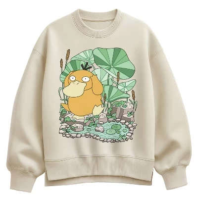 Женская толстовка Psyduck Pond из флиса большого размера с изображением покемонов и команды Psyduck Pond