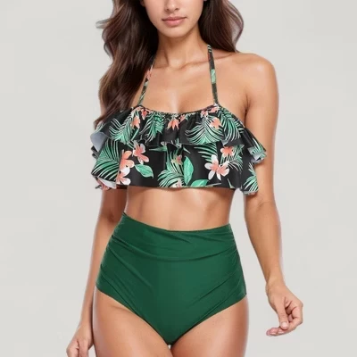 Женский купальник Anna-Kaci Swim с высокой талией, зеленый