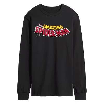 Men's -  - Spider-man Editorial Logo Long Sleeve Graphic T-Shirt black