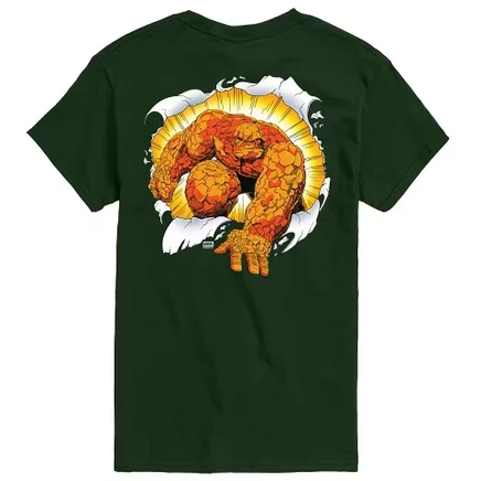 Мужская футболка с коротким рукавом Fantastic Four Thing Break Through с графическим рисунком forest green