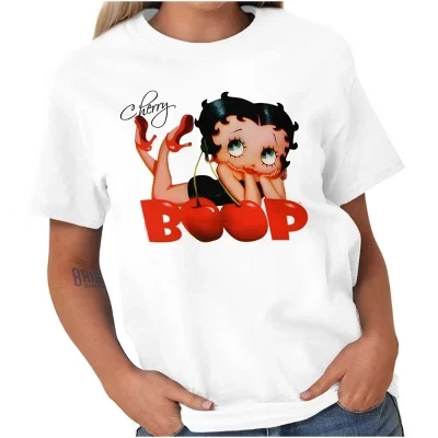 Женская винтажная футболка Betty Boop с рисунком вишни из мультфильма 