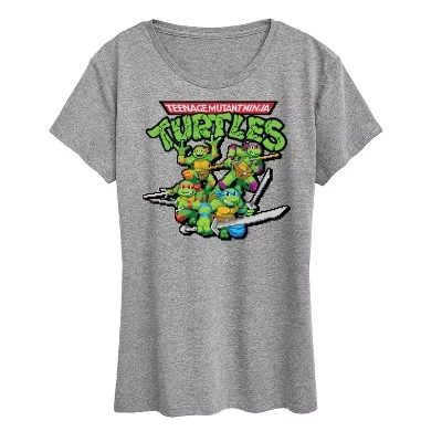 Женская футболка TMNT Gaming Group And Logo, серая