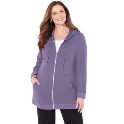 Толстовка из французского махрового трикотажа Cloud Knit на молнии спереди soft grape