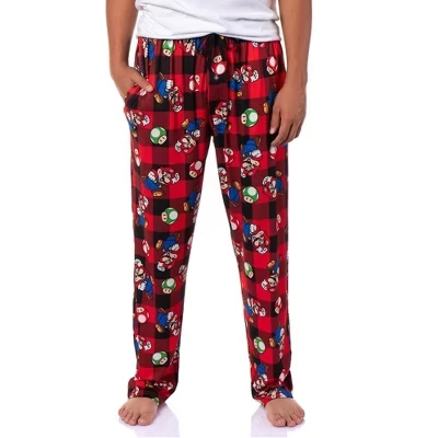 Мужские пижамные брюки Buffalo Plaid Mario Power Up Lounge для сна в клетку buffalo mushroom