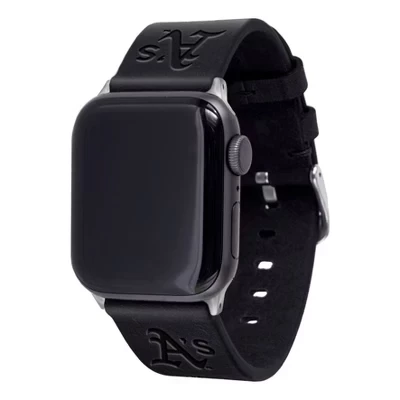 Кожаный ремешок, совместимый с Apple Watch от Oakland Athletics - Черный