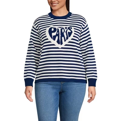 Женский джемпер Lands End Drifter жаккардовый, Paris Heart