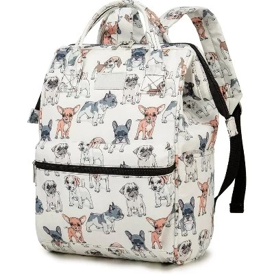 Wide-Open Laptop Backpack for 15.6 Inch - Travel & Outdoor Backpack, Floral Design. dog（open wide）