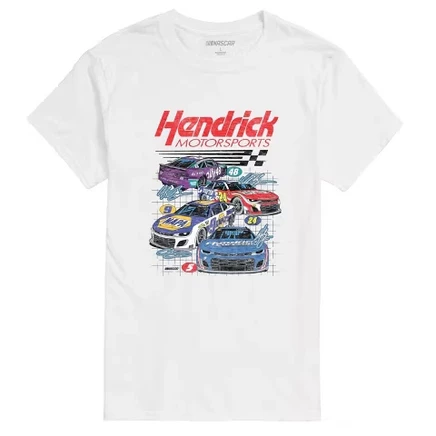 Мужская футболка Hendrick Motorsports Cars с коротким рукавом и графическим рисунком, белая