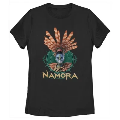 Женская футболка с портретом Wakanda Forever Namora, черная