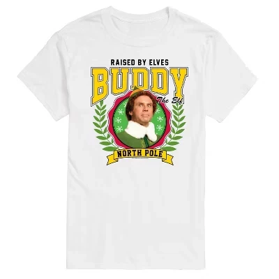 Мужская футболка Buddy Raised By Elves с коротким рукавом и рисунком, белая