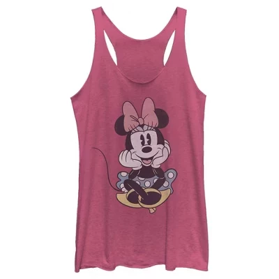 Женская майка Mickey & Friends с Минни Маус в обтяжку, розовая