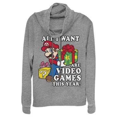 Женский свитшот Nintendo Mario «All I Want», серый