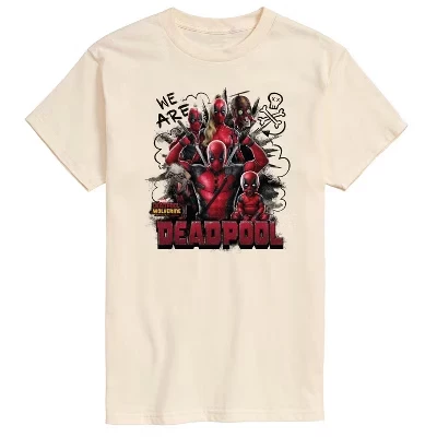 Мужская футболка с коротким рукавом и рисунком We Are Deadpool Doodles кремового цвета