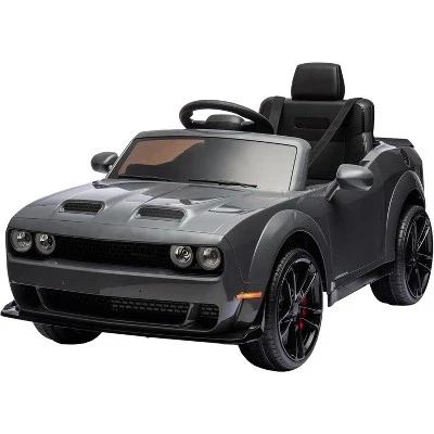 Детский электромобиль Dodge Challenger с лицензией на 12 В, дистанционное управление, Пружинная подвеска черного цвета