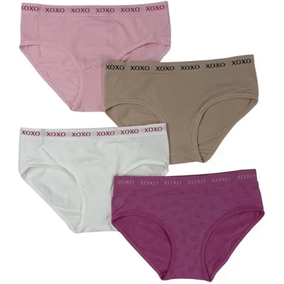 Комплекты бесшовного нижнего белья XOXO Girls из 4-х упаковок с логотипом, жаккардовые сердечки
