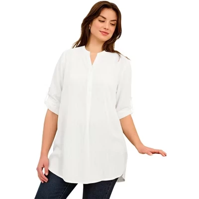 Женская туника Ellos Henley из хлопка, белая