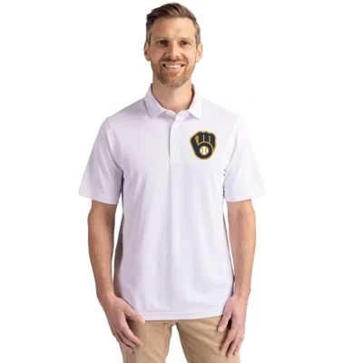 Белое мужское поло Milwaukee Brewers Virtue Eco Pique из переработанного материала для больших и высоких мужчин