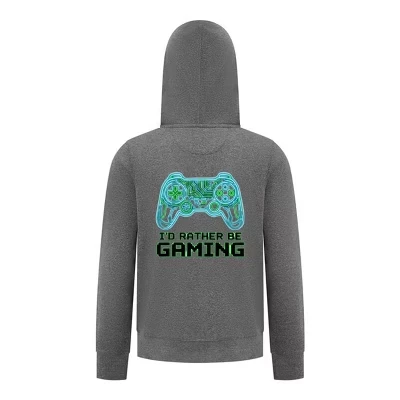 Толстовка на молнии с надписью “I'd Rather Be Gaming” – Крутая толстовка с контроллером для видеоигр темно-серого цвета
