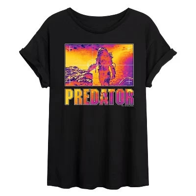 Женская футболка Predator оверсайз с принтом, черная