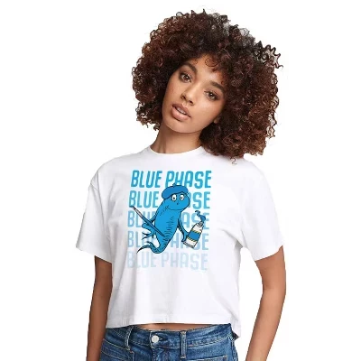 Женская укороченная футболка с рисунком рыбы Blue Phase Fish белого цвета