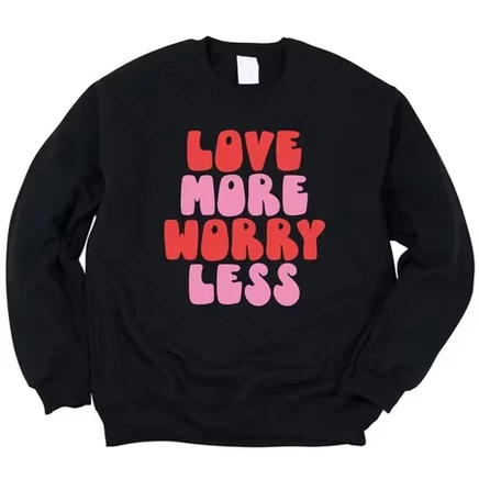 Женская толстовка с рисунком Love More Worry Less midnight