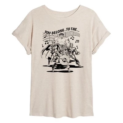 Women's -  - Avengers Merry Marching Society Oversized Graphic T-Shirt birch