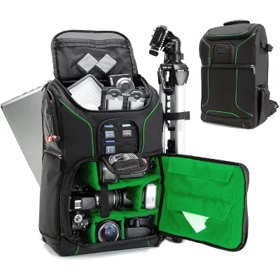 Camera Backpack for Photographers – with Laptop Slot, Rain Cover & Tripod Holder, Durable Photography Bag green