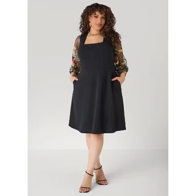 Женское платье Ashley Stewart с вышивкой, черное