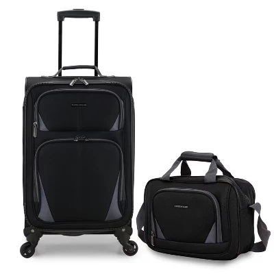 Расширяемый багаж U.S. Traveler Forza Softside с вращающимся колесом, сумка-тоут- комплект ручной клади из 2 предметов (23/14), черный