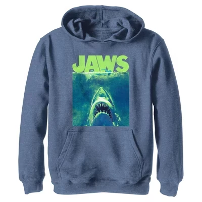 Худи для мальчиков Jaws с неоновым принтом, синее