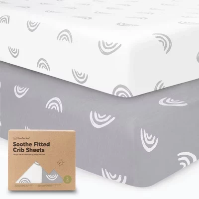 простыни для детской кроватки 2pk Soothe, нейтральные, органические, подходят для стандартного детского матраса rainbow размером 52x28 см
