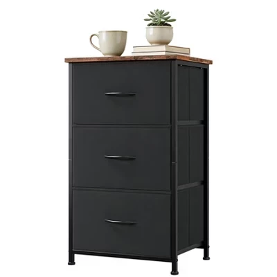 3-Drawer Dresser with Removable Fabric Bins, Multi-Functional Storage Organizer for Bedroom, Living Room, Closet black