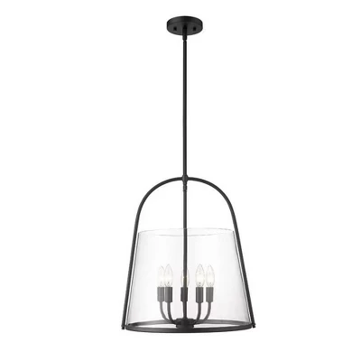 Подвесной светильник Archis 5-Light - Современный стальной светильник с прозрачным стеклянным абажуром, с регулируемой яркостью, черный, 18 