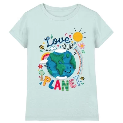 Girl's Playdoh Love Our Planet T-Shirt light blue