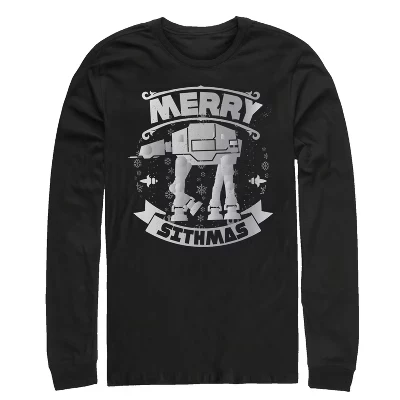 Мужская футболка Star Wars Sithmas AT-AT с длинным рукавом, черная