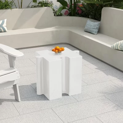 Ava Modern Patio Легкий бетонный модульный столик-головоломка для патио с вогнутыми краями белого цвета