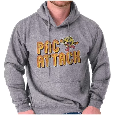 Ретро Аркадная игра PACMAN Pac Attack Hoodie Толстовка с капюшоном Женская мужская лицензионная серая