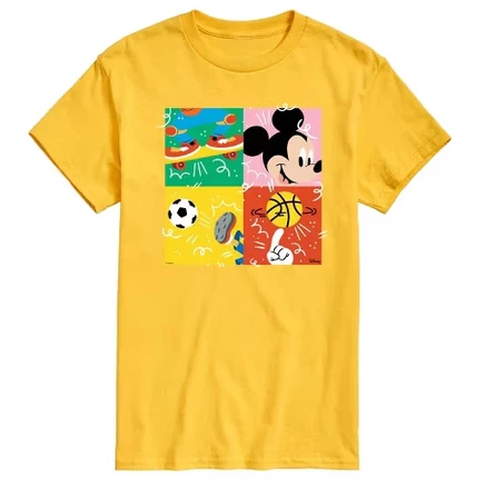 Мужская футболка Disney Sports Grid с принтом, желтая