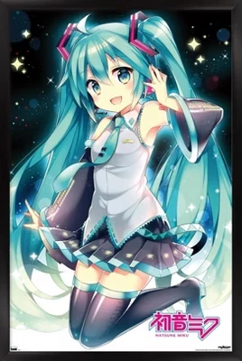 Постер Trends International Miku Smile, рамка чёрная