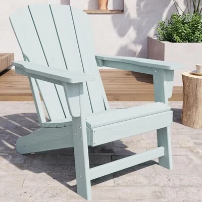 Стул Adirondack, уличный стул из полиэтилена высокой плотности, устойчивый к атмосферным воздействиям, для патио, для газона и сада светло-голубого цвета
