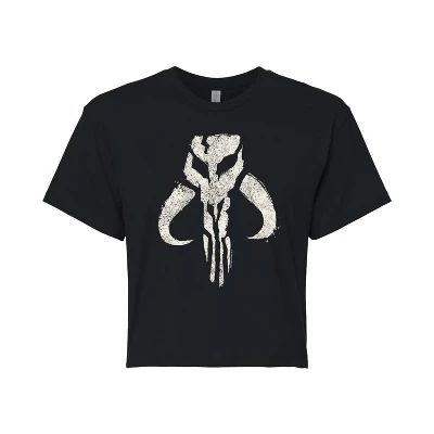 Женская укороченная футболка с графическим рисунком The Mandalorian Mando Icon, черная