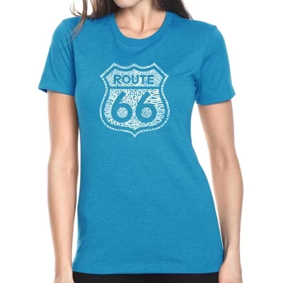 Женская футболка премиум-класса Blend Word Art - Получите удовольствие от Route 66 turquoise