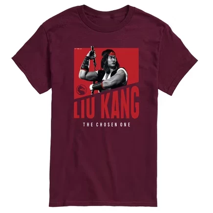 Мужская футболка Mortal Kombat Liu Kang, бордовая